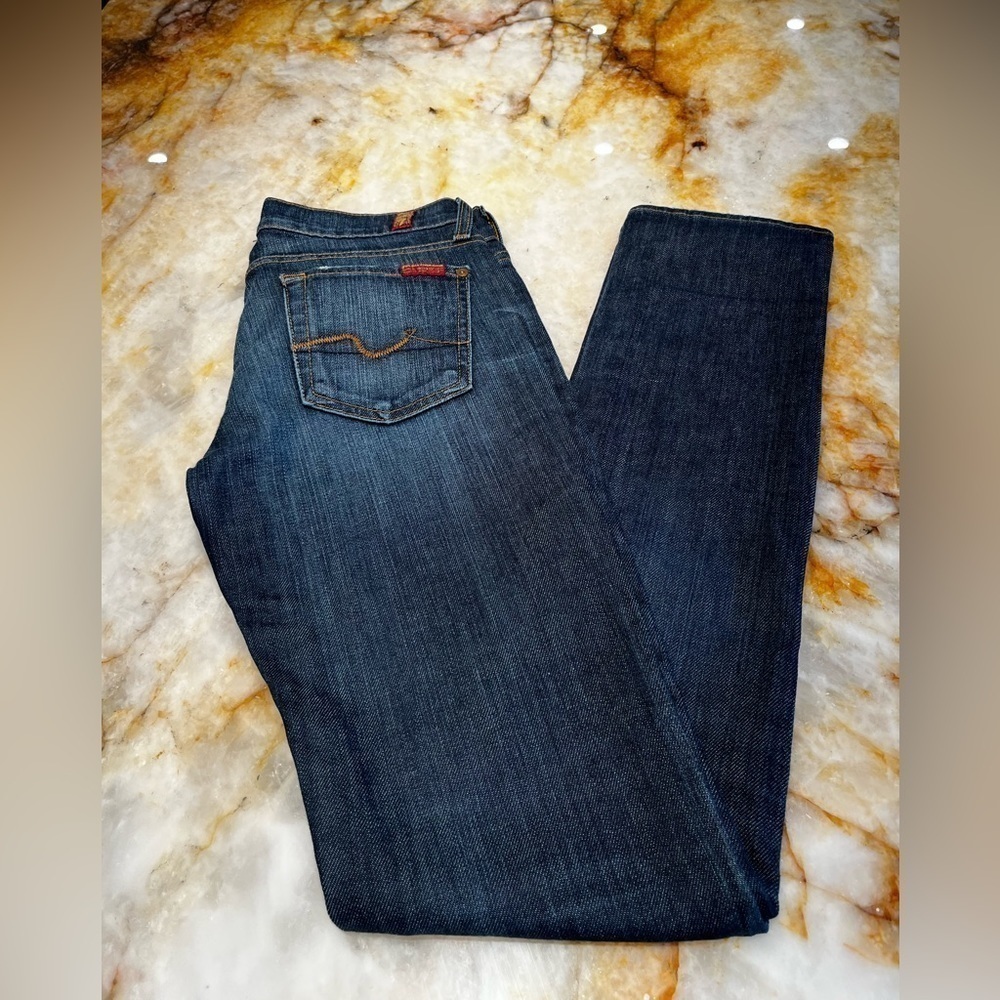 7 For All Mankind Dark Blue Straight Leg Jeans